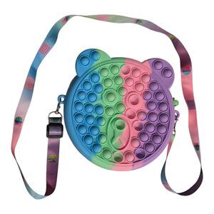 Pop-it Push Bubble Crossbody Bag Handbag Purse Fidget Sensory Toy Rainbow Bear